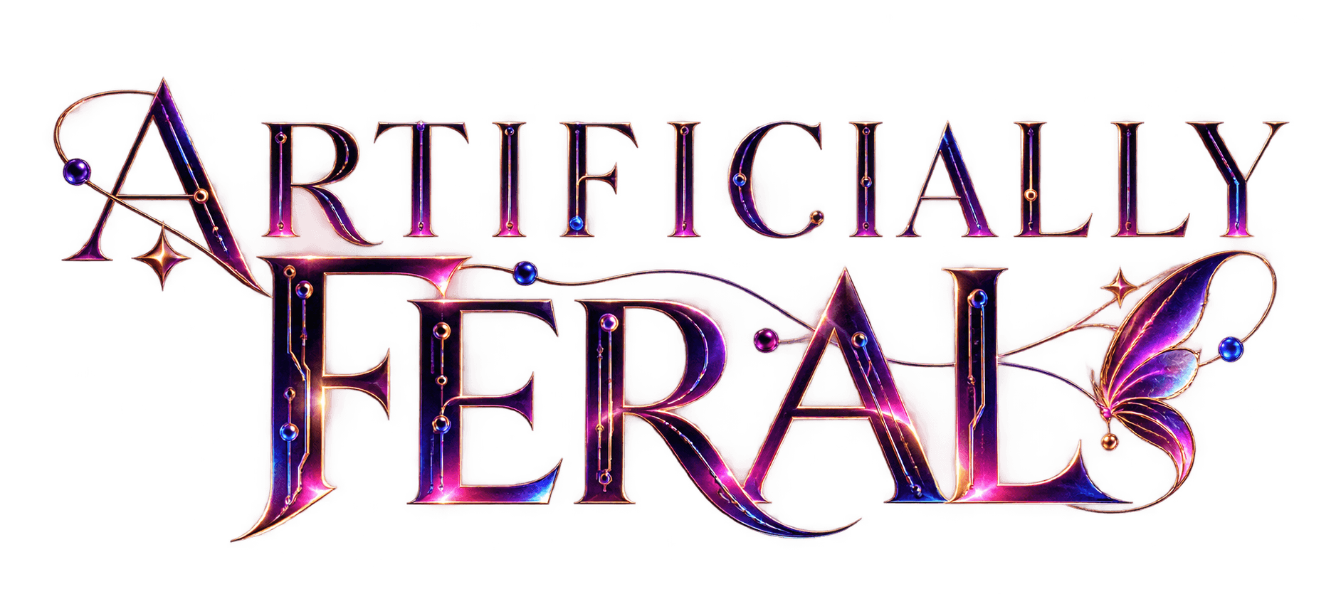 Artificially Feral metallic circuit wordmark
